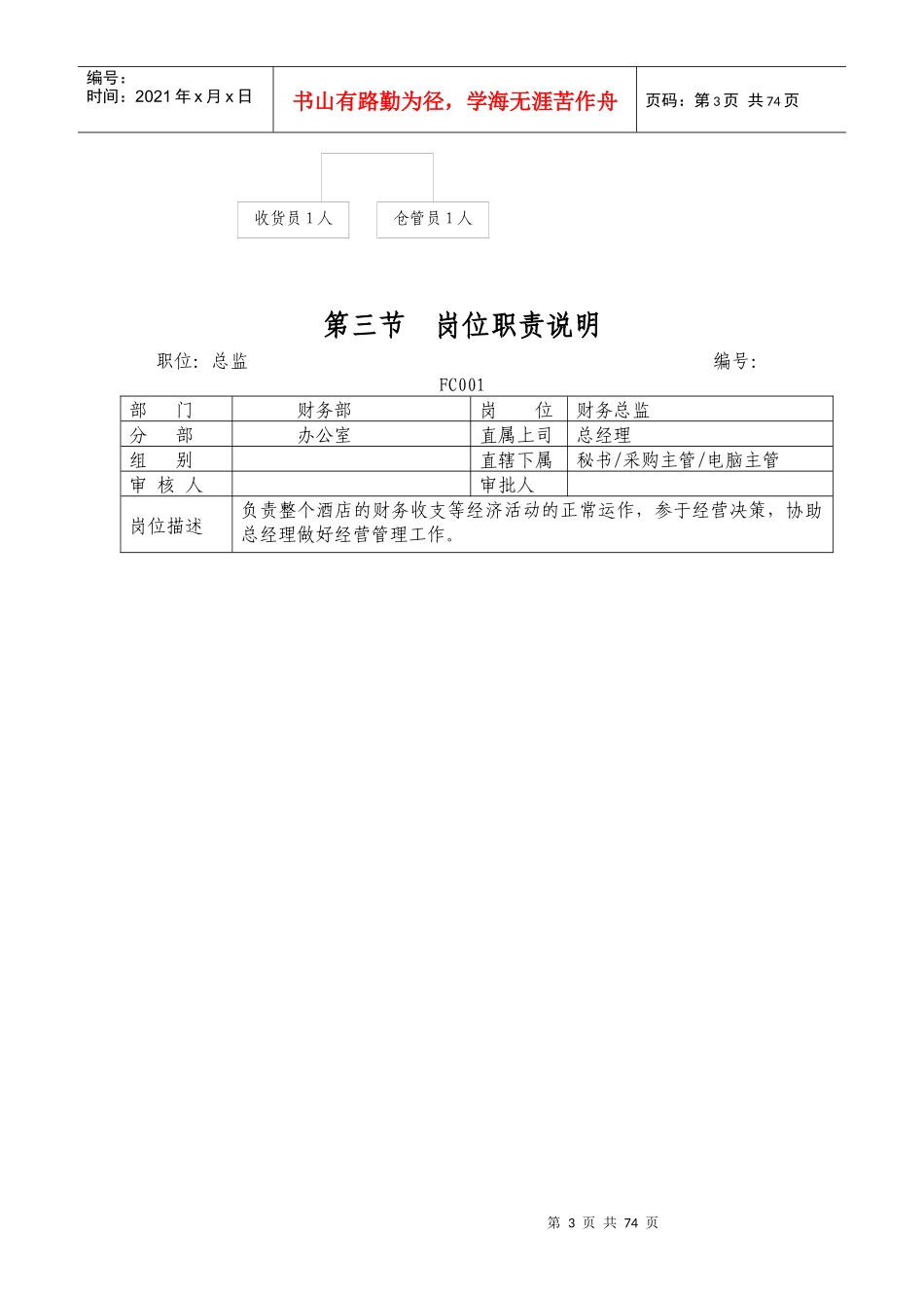 凯盛国宾温泉度假村财务部管理规范(2)_第3页