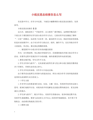 小组反思总结报告怎么写
