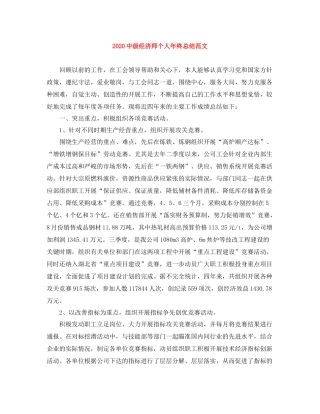 级经济师个人年终总结范文