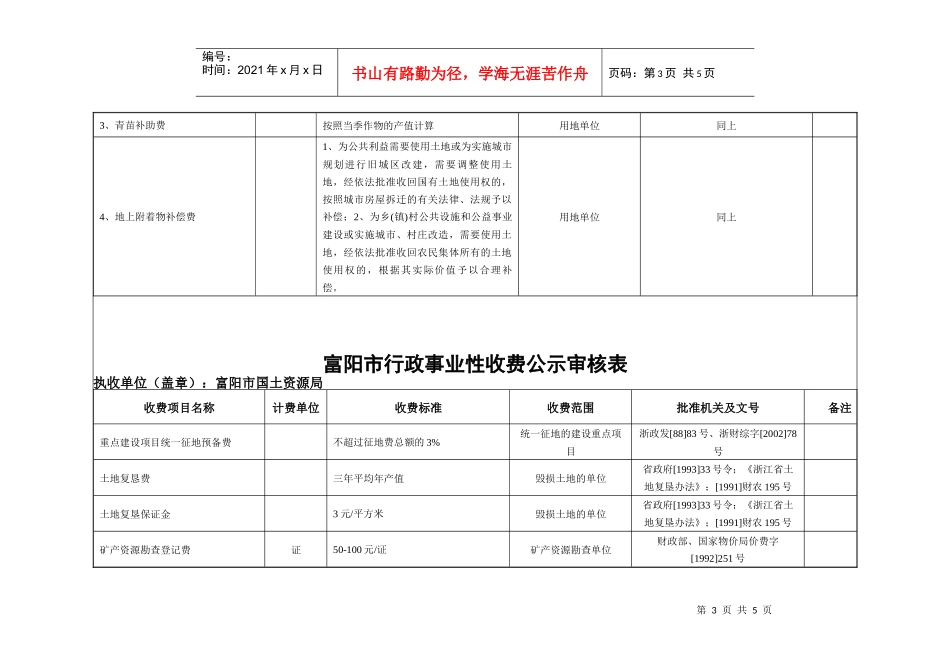 富阳市行政事业性收费公示审核表doc-富阳市行政事业性收_第3页