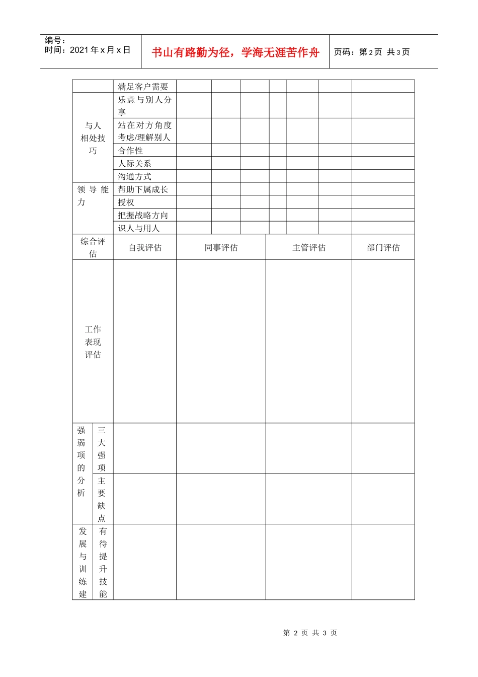 试用期员工非量化评估表_第2页