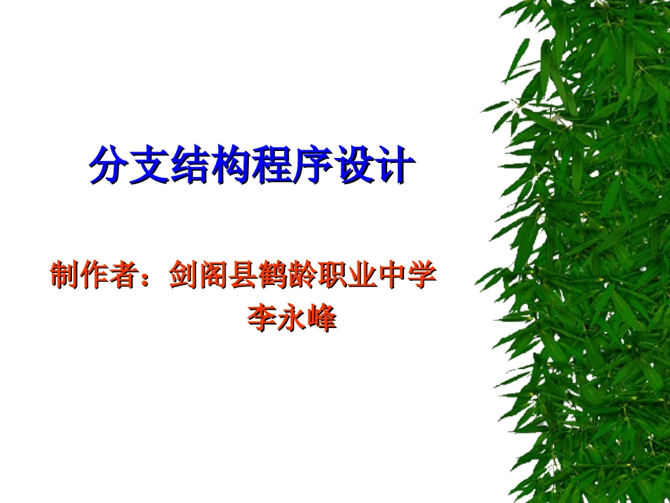 结构化程序设计（分支结构）_第1页