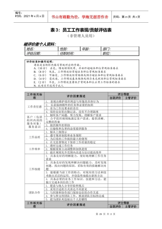 员工表现&贡献评估表
