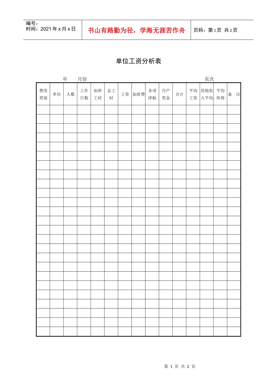 单位工资分析表_第1页