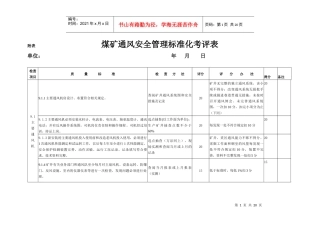 通风管理考评表13