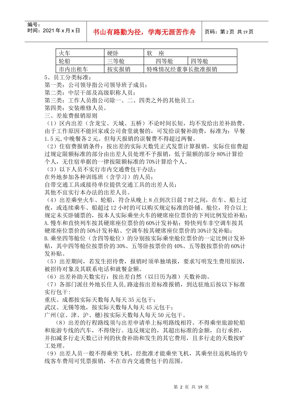 __有限责任公司差旅费报销制度_第2页
