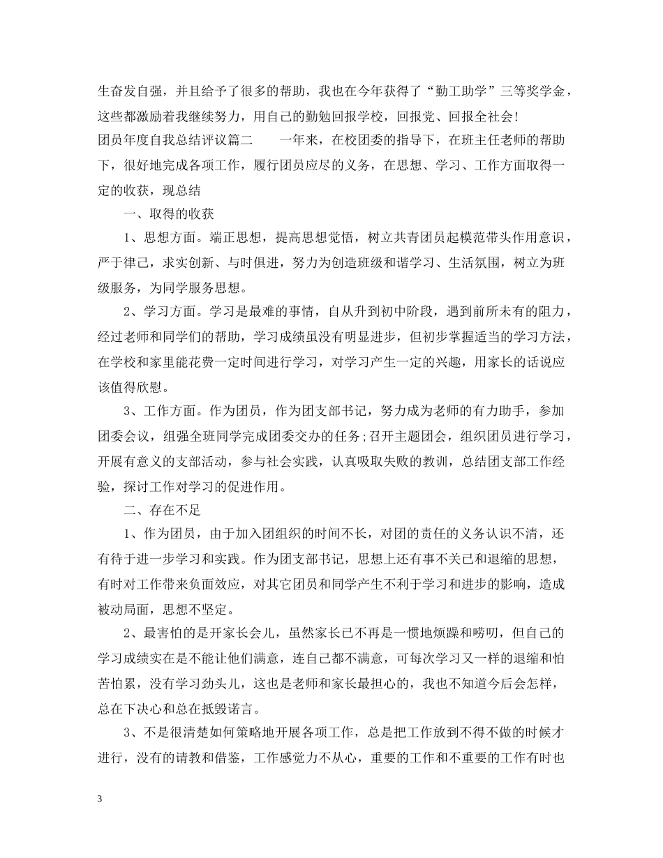 团员年度自我总结评议 _第3页