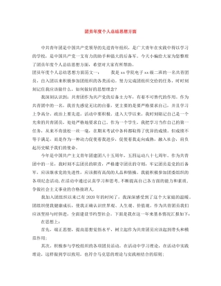 团员年度个人总结思想方面 