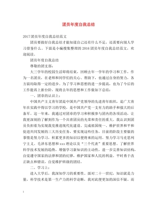 团员年度自我总结 