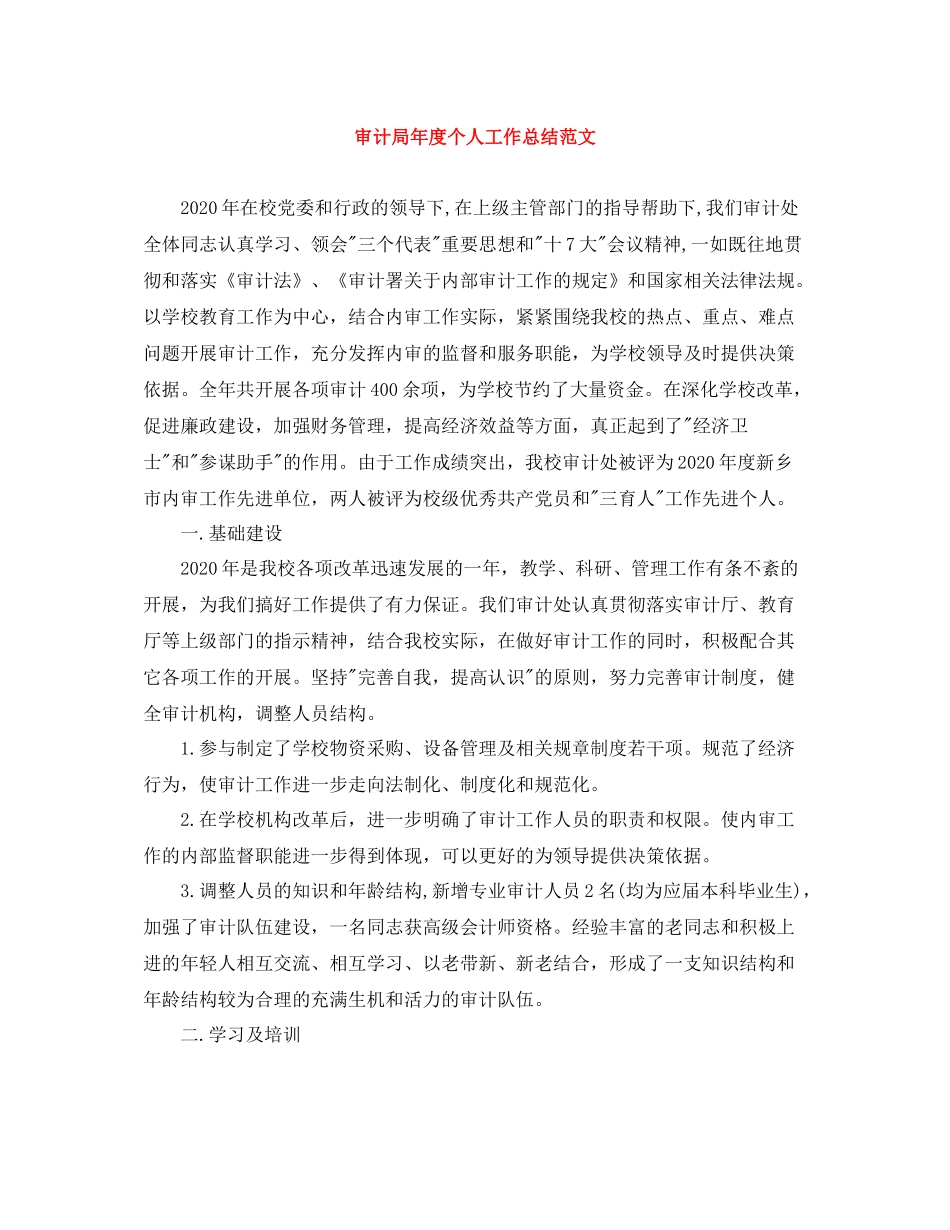 审计局年度个人工作总结范文_第1页