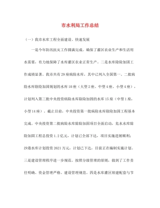 市水利局工作总结