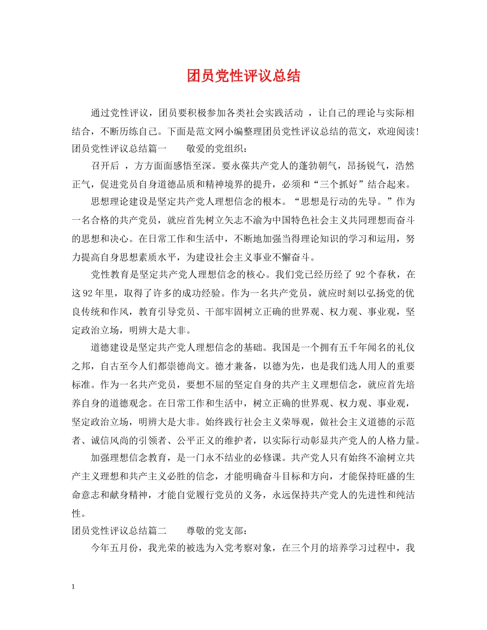 团员党性评议总结 _第1页