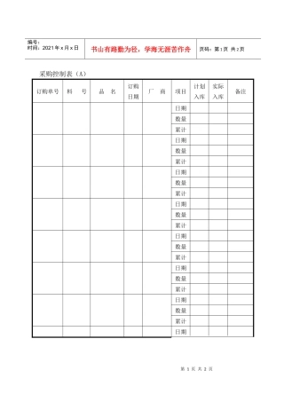 采购控制表（A）