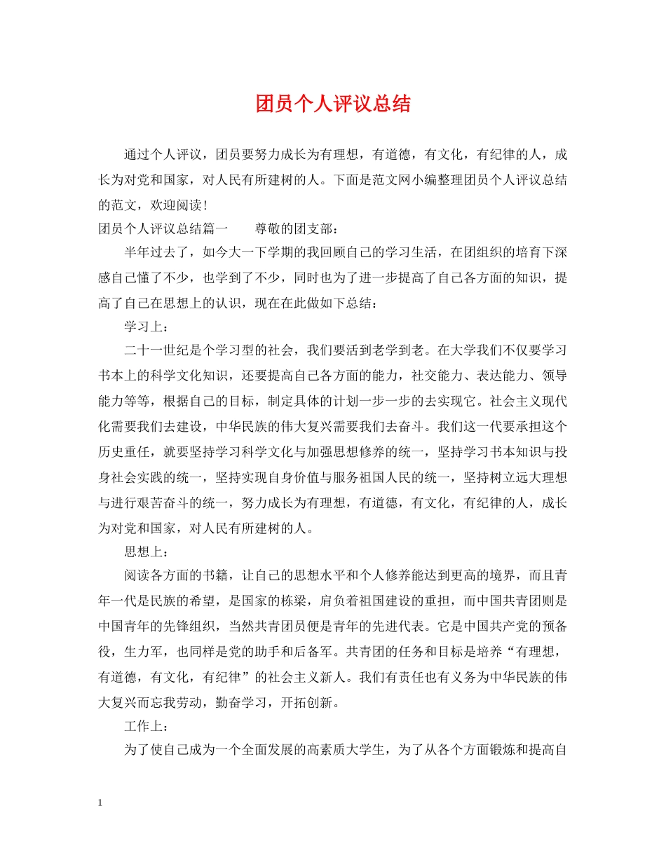 团员个人评议总结 _第1页