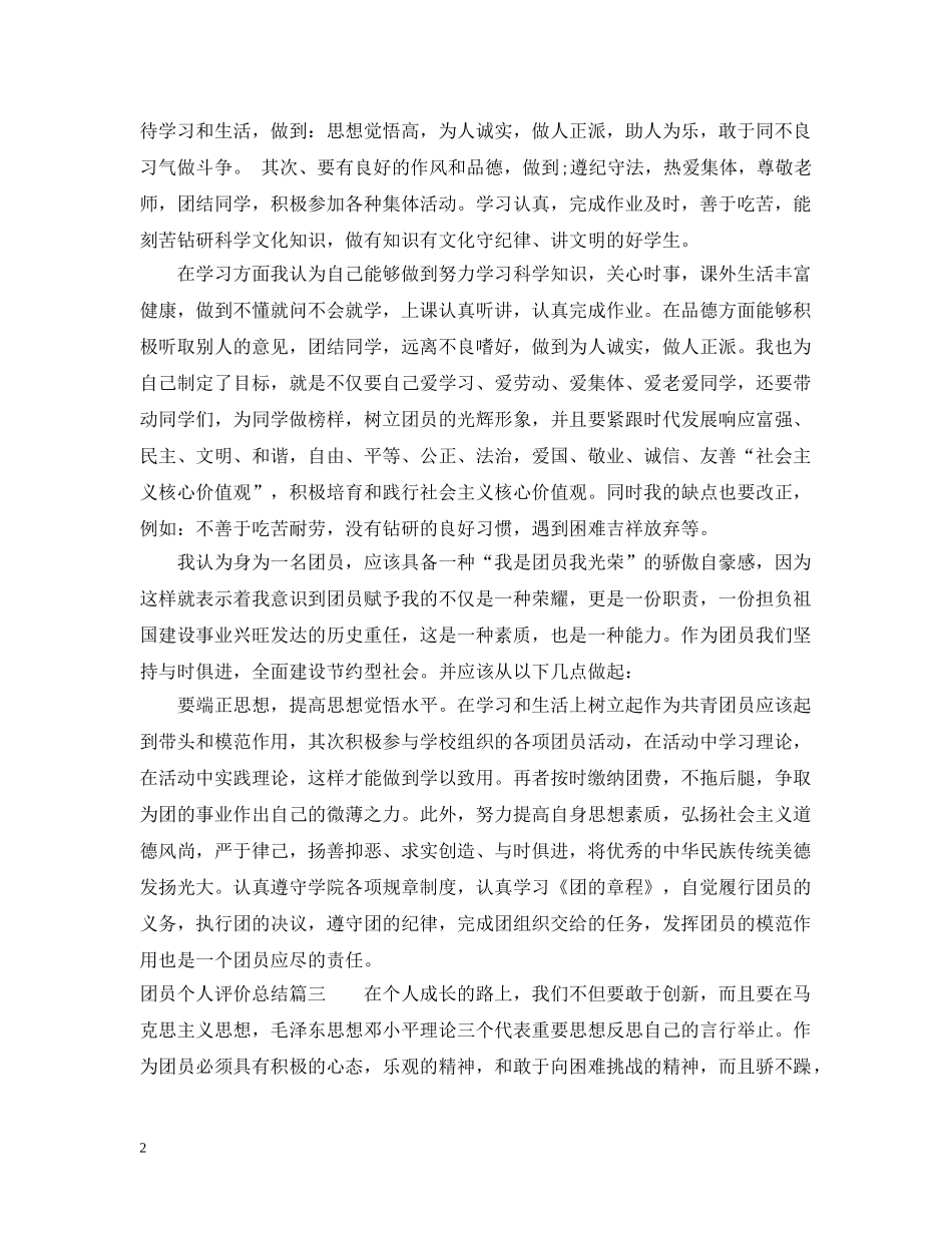 团员个人评价总结 _第2页