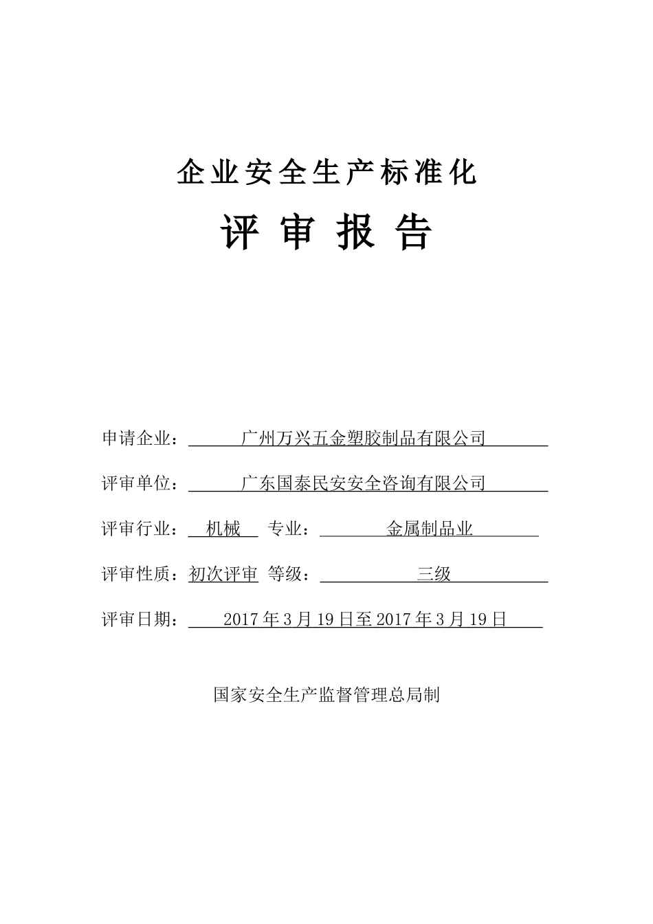 安全标准化评审报告(专家推荐版本)_第1页