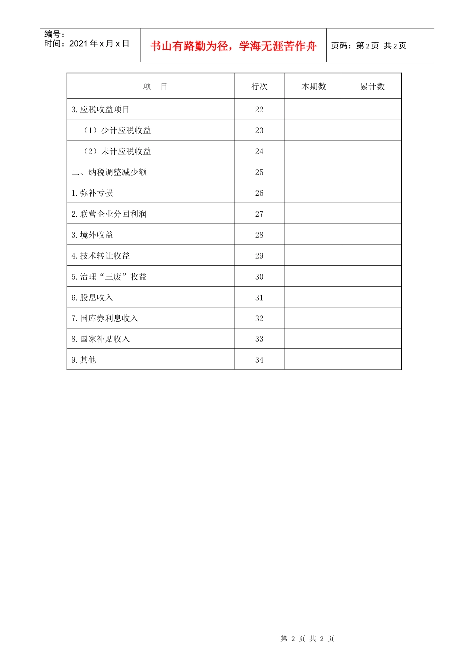 企业所得税纳税调整项目表_第2页