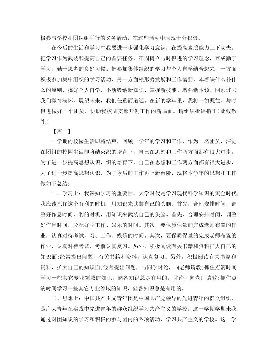 团员个人工作小结范本 _第2页