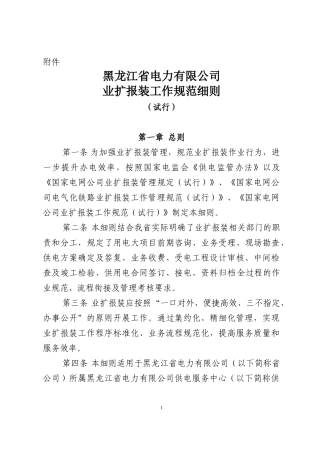 公司业扩报装工作规范细则(试行)