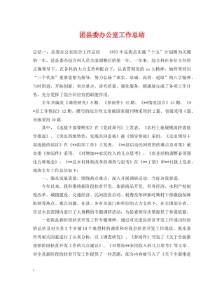 团县委办公室工作总结 
