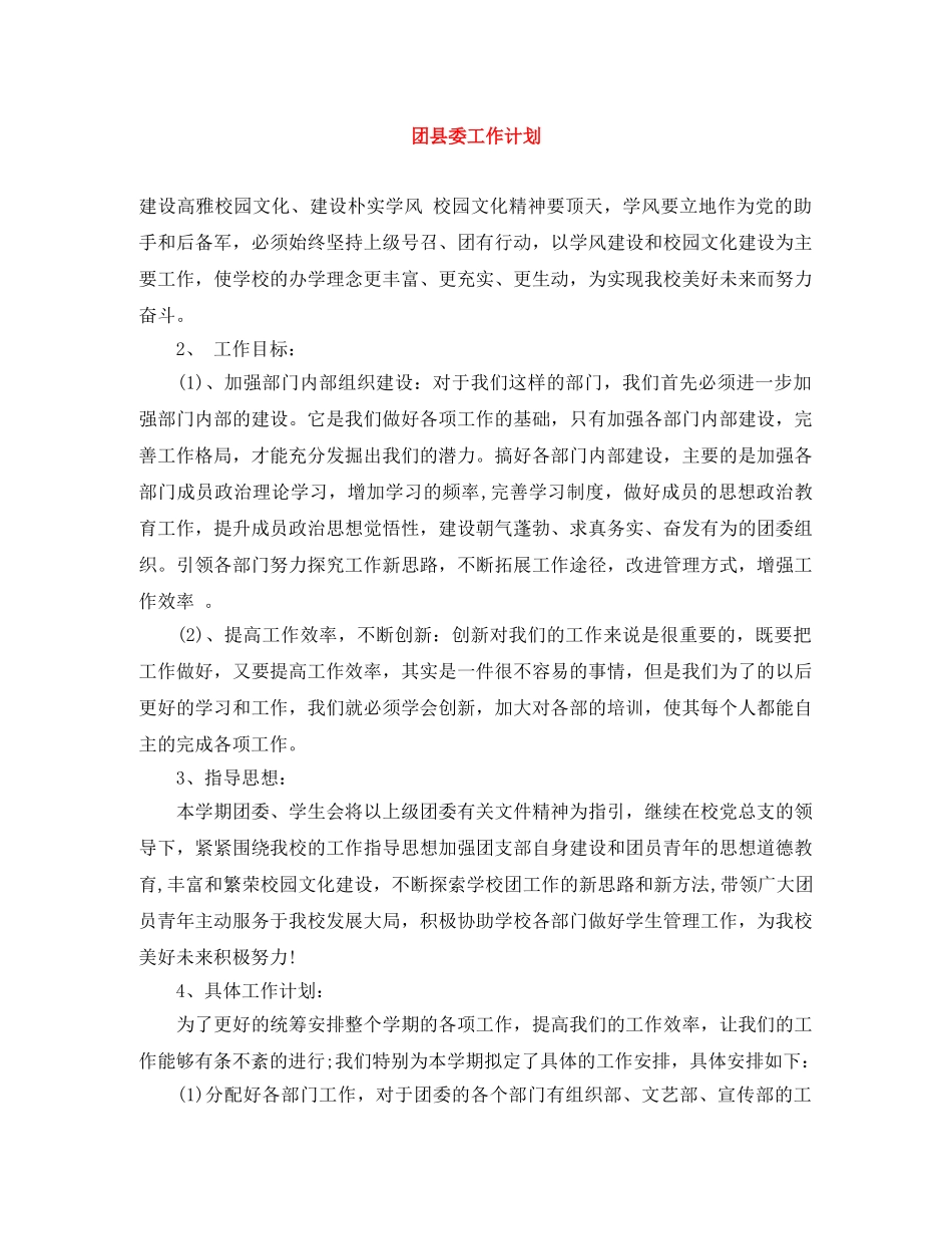 团县委工作计划 _第1页
