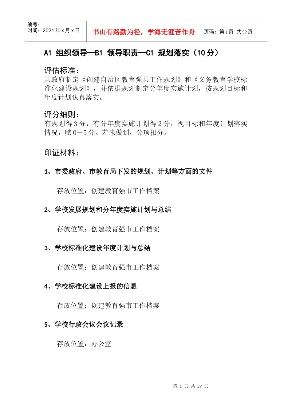 哈密市标准化建设(校级)档案目录修改试行XXXX0913_第1页
