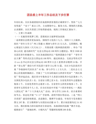 团县委上半年工作总结及下步打算 