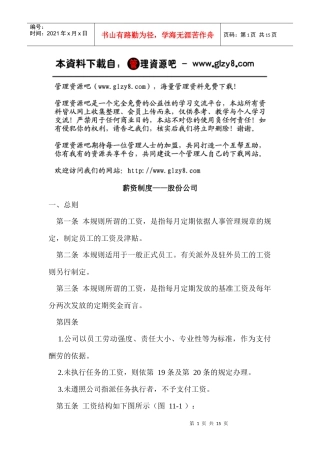 薪资制度——股份公司