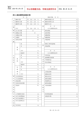 员工人数及费用动态统计表