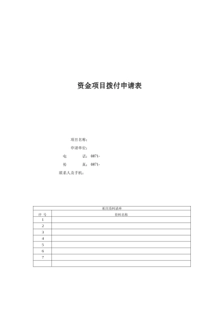 资金项目拨付申请表（创建企业网站）