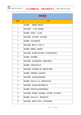 云安全标语汇总表单