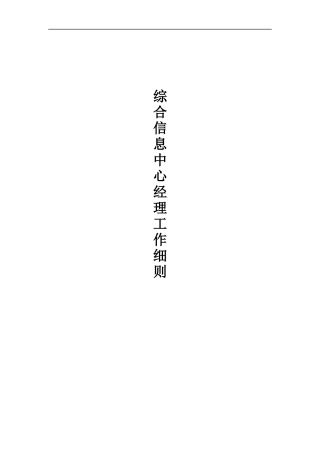 某公司综合信息中心经理工作规范