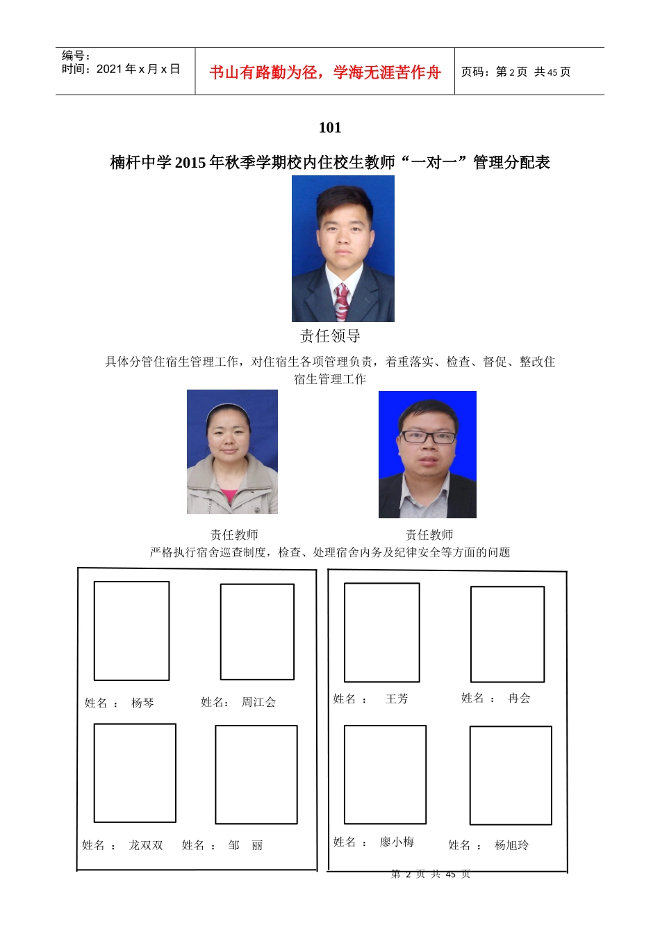 住校生一对一管理分布表-副本_第2页