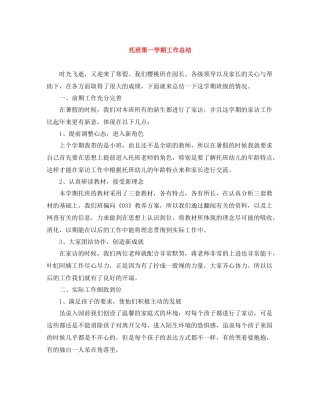 托班第一学期工作总结