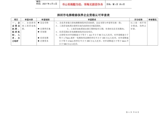 深圳市电梯维修保养企业资格认可审查表