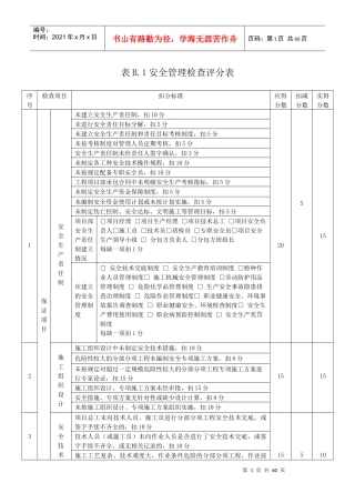表B1~21安全检查评分表