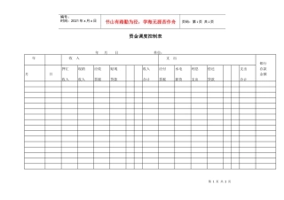 资金调度管理控制表
