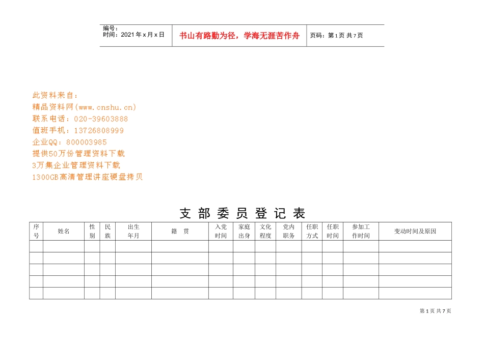 党支部管理汇总表_第1页