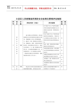 人员密集场所消防安全标准化管理评定细则