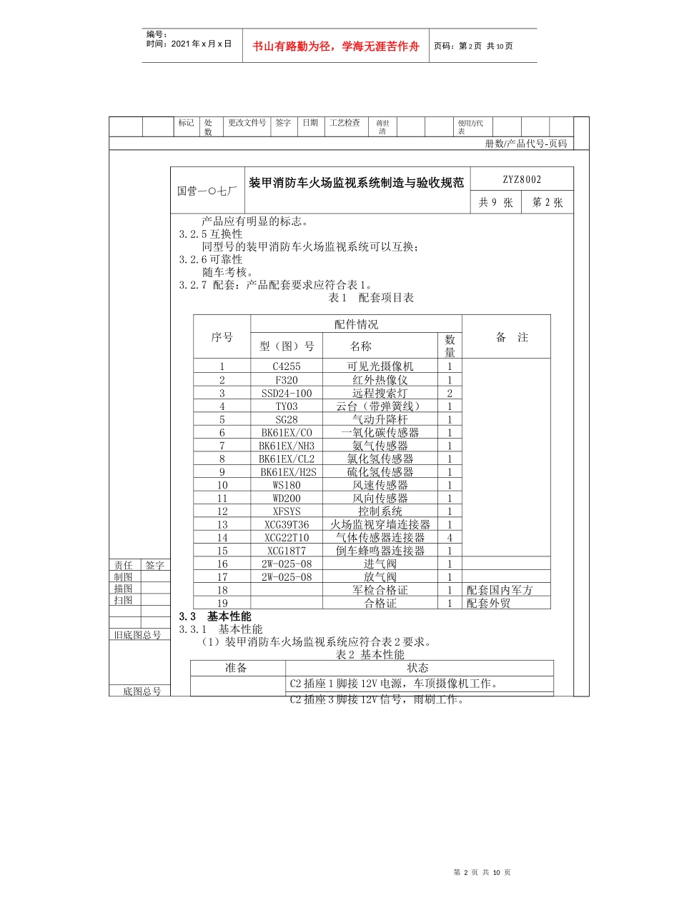 装甲消防车火场监视系统制造与验收规范_第2页