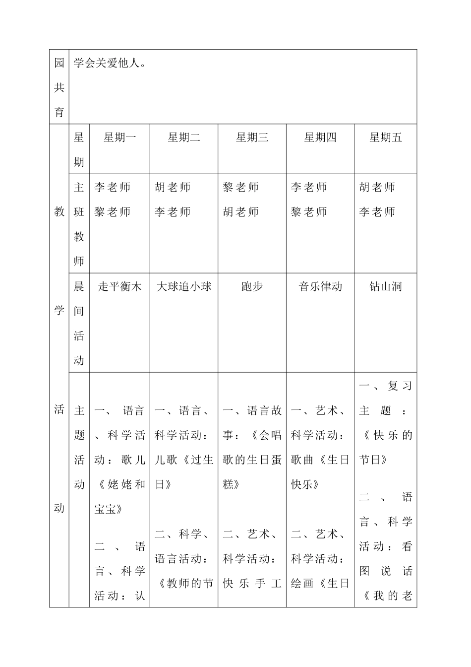 金秀县幼儿园一周教育活动计划表_第3页