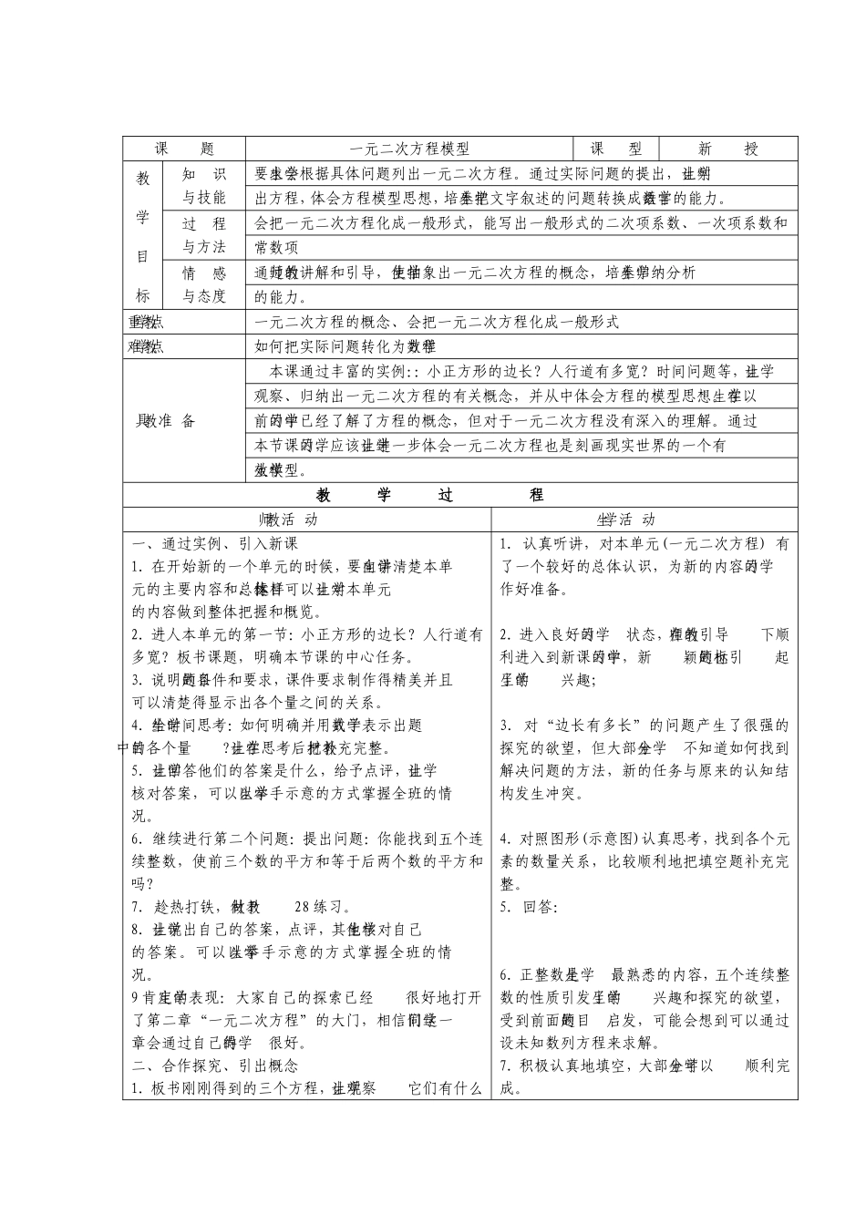 No10一元二次方程模型_第1页