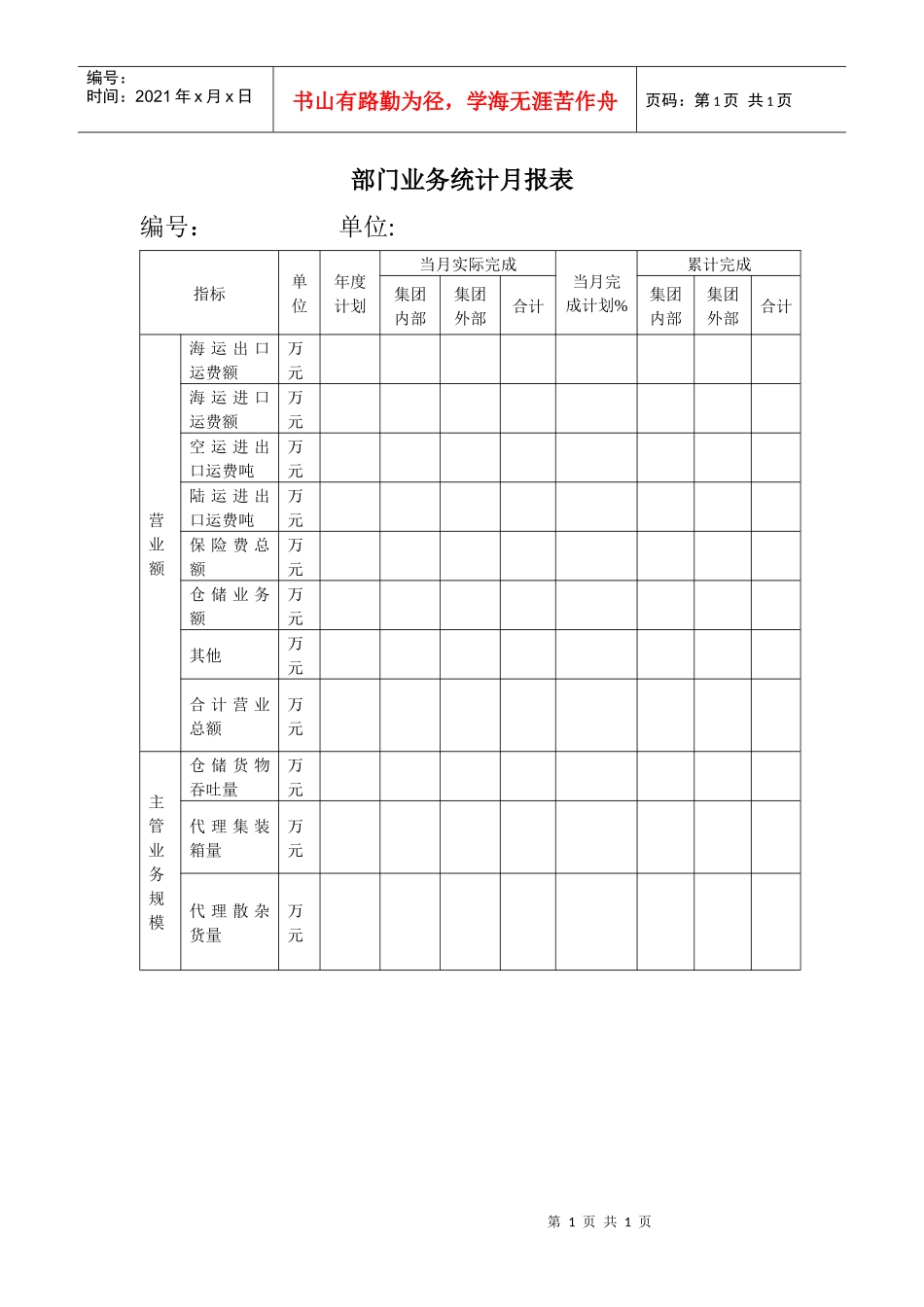 部门业务统计月报表_第1页