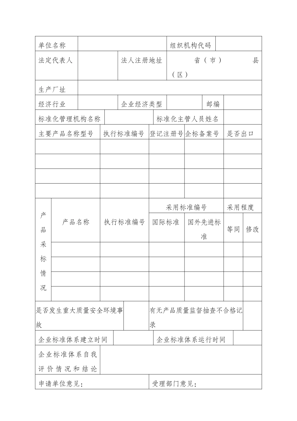 标准化良好企业所需的内容及申请表_第2页