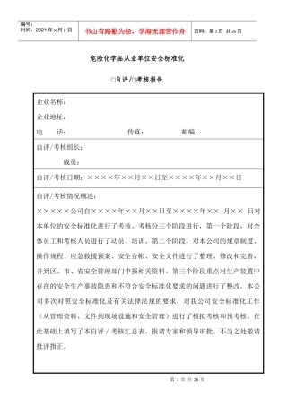 危险化学品从业单位安全标准化自评报告8988544