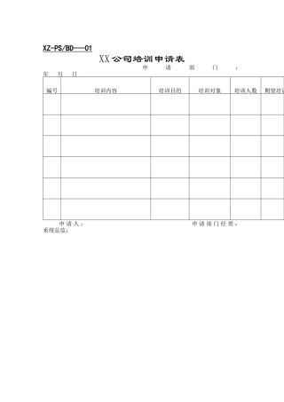 行政管理表格培训表格