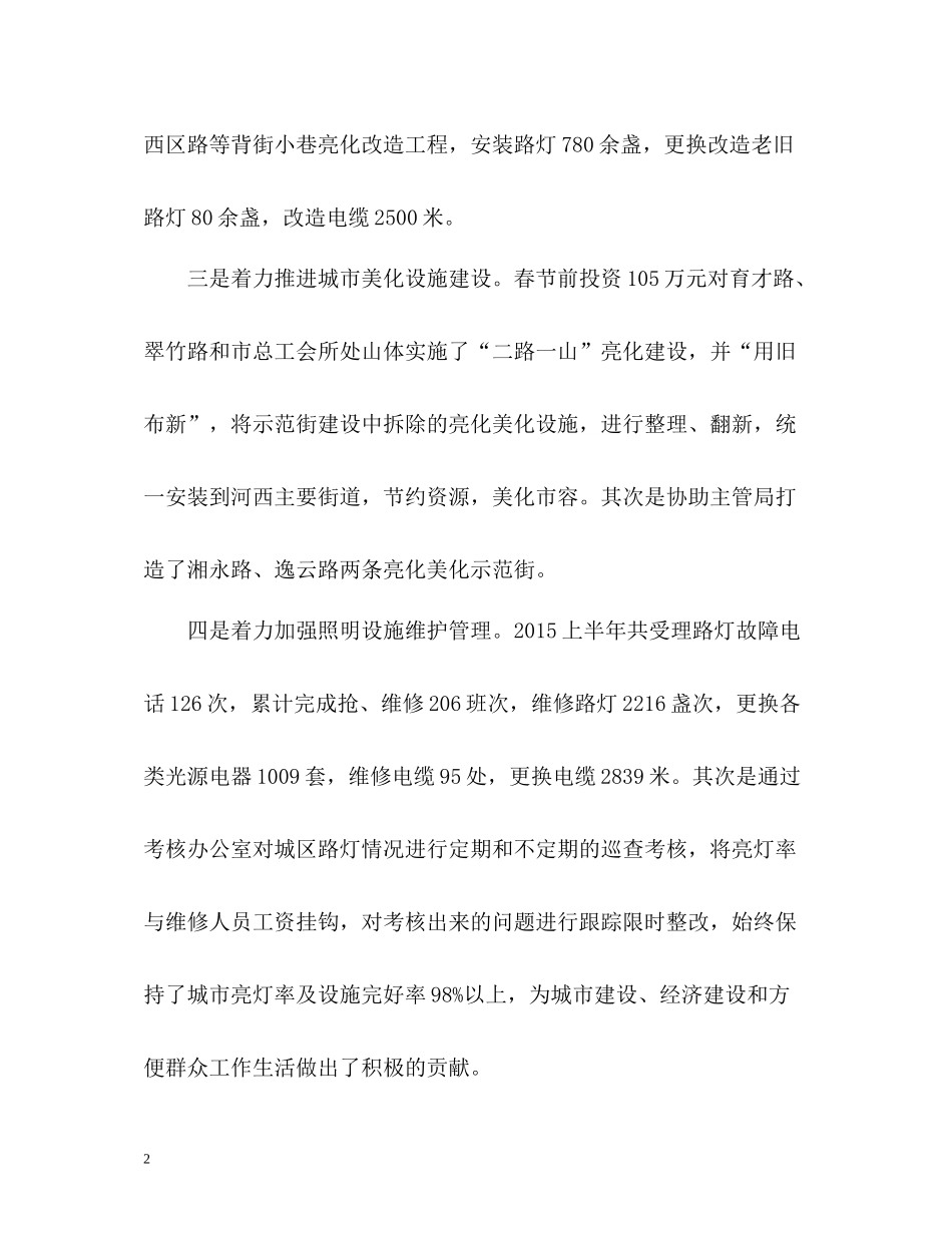 市路灯管理所半年工作总结_第2页