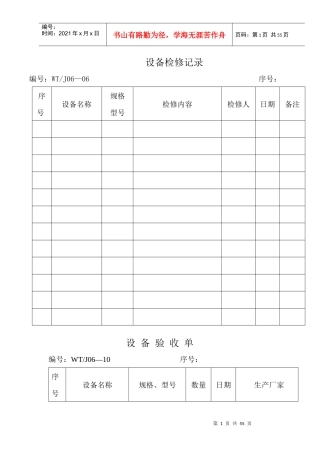 工厂用表格大全