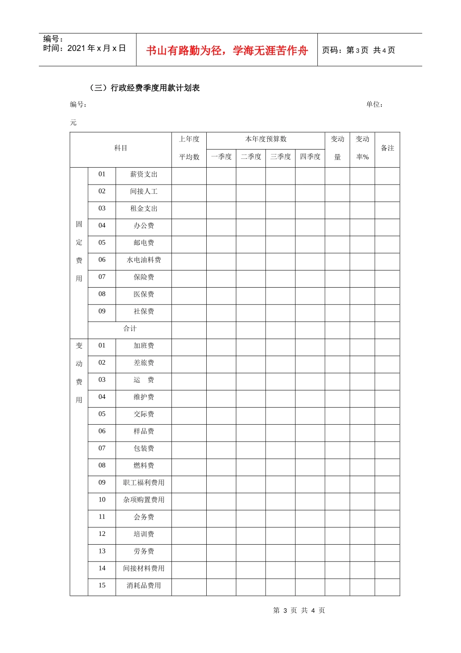 某集团公司行政经费预算执行工具与表件_第3页