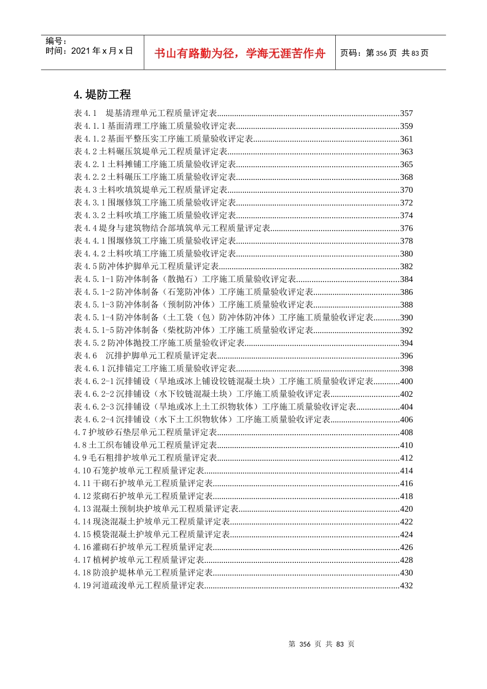 4堤防工程质评表及填表说明(带目录)_第1页